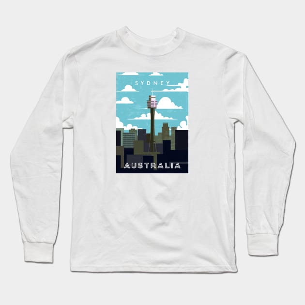 Sydney, Australia. Retro travel poster Long Sleeve T-Shirt by GreekTavern